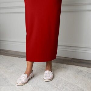Chic Scarlet Maxi Skirt • 34 inches long